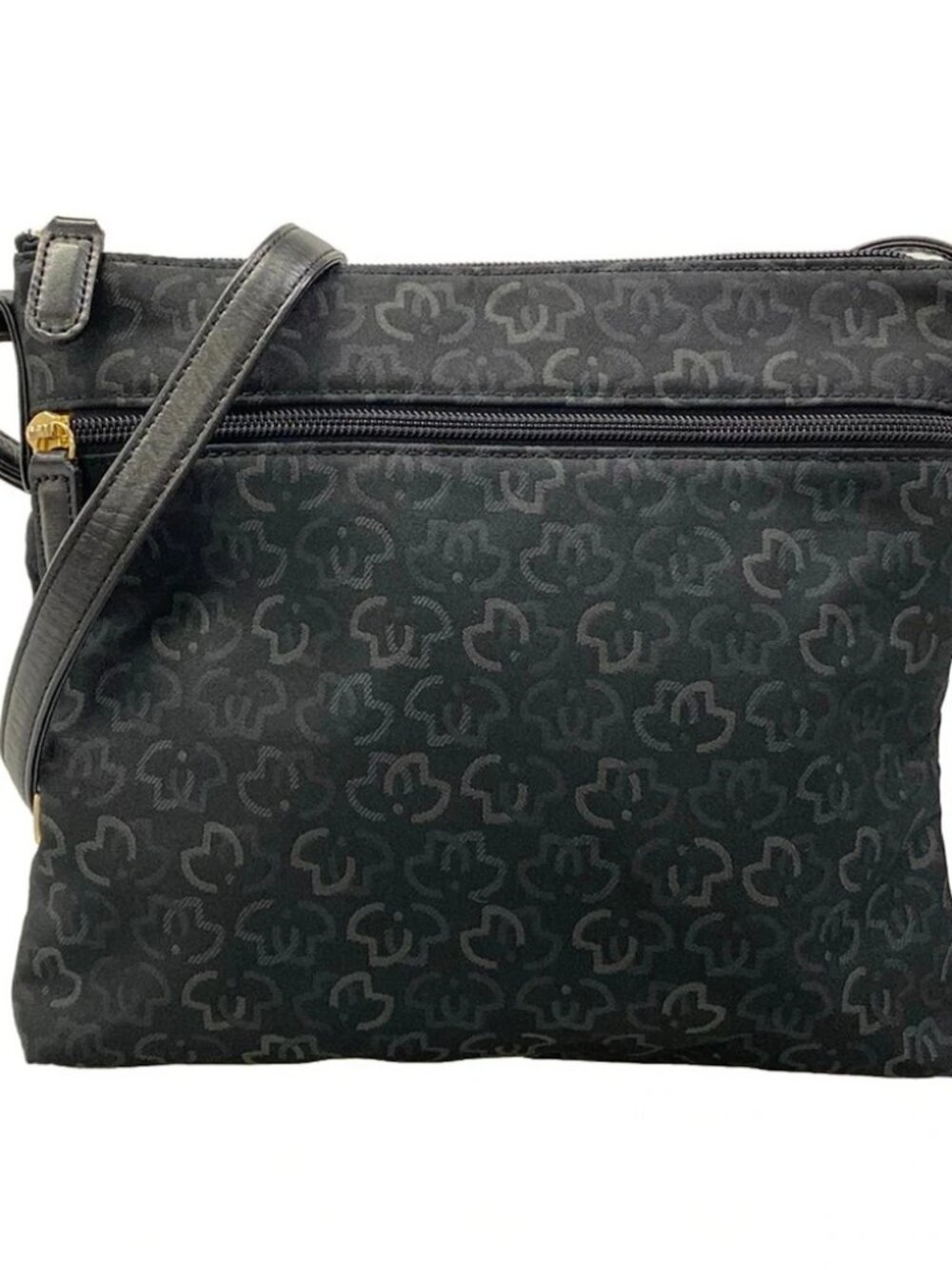mila schon Black Gray Nylon Leather Shoulder Bag